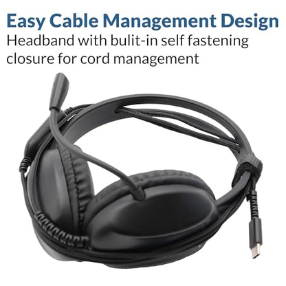 Cyber Acoustics USB-C (AC-4014) Computer Headset with Microphone, Wired Headset with Noise Cancelling Mic for PC, Laptop, Office & Work from Home, Durable Classroom Design - size: 1 Unit - USBC
