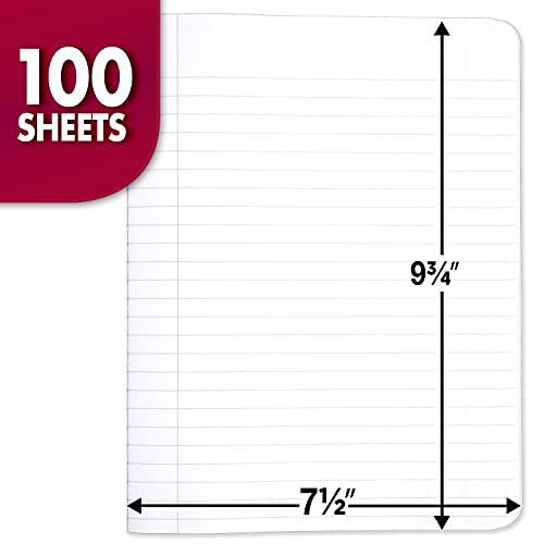 Mead Composition Notebook, Wide Ruled Paper, 7-1/2" x 9-3/4", 100 Sheets, Red Marble (09918AB5) - color: Red Marble, size: 1 Pack