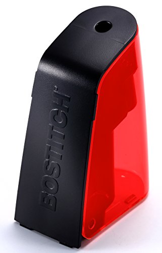 Bostitch Office Battery Powered Pencil Sharpener, Portable, Hinged Tray, Colored Pencil Compatible, Fits In Backpack & Most Pencil Cases, Red
