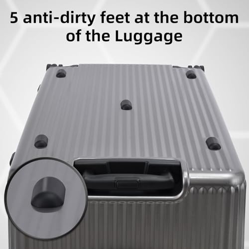 Kaleenie 29 Inch Aluminum Checked Luggage with Side Opening Zipper, Lightweight Hardshell ABS+PC Suitcase with TSA Lock, 360° Universal Wheels, Gray - color: Gray, size: 29 Inch
