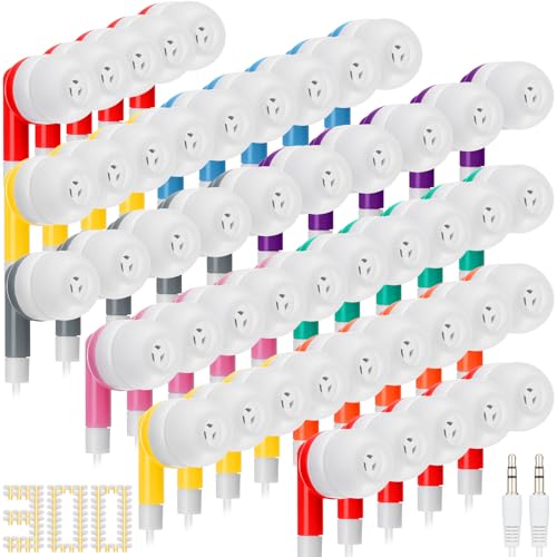 Kigeli 300 Packs Bulk Earbuds Headphones Wired Earphones for Classroom Kids Colorful in Ear Students Ear Buds with 3.5mm Jack for Laptop School Library Supplies, No Microphone (Multicolor) - color: Multicolor