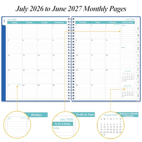 2026-2027 Planner - Planner 2026-2027 from July 2026 to June 2027 with 12 Monthly Tabs, Flexible Cover, Inner Pocket, 8.5" x 11", Blue - color: Blue, size: 8.5" x 11"