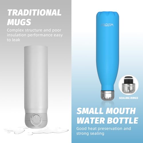 WATERSY Stainless Steel water bottles,17oz/500ml Insulated Water Bottles,Blue metal water bottle Keeps Drink Cold and Hot,BPA Free kids water bottles for School,Gym,Travel,Sports - color: Blue