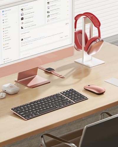 seenda SKM64-2 Bluetooth Keyboard and Mouse Combo for Mac, MacBook and iPad | 3-device Bluetooth switching, rechargeable, quiet keys/clicks, compact slim design for office and home use, Black & Rose Gold - color: Black & Rose Gold