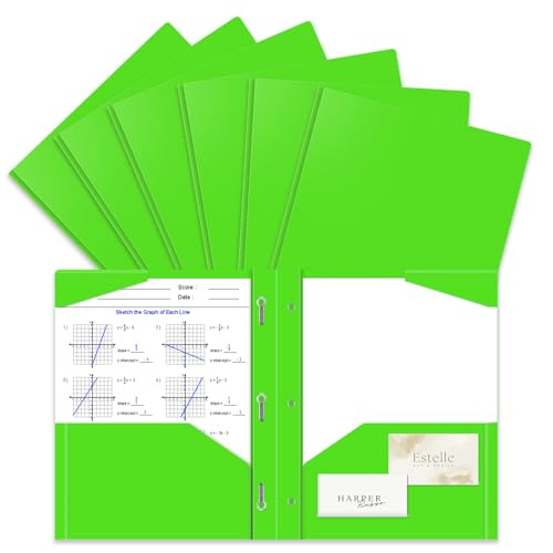 Briartw 6-Pack Light Green Pocket Folders with Prongs, Fresh & Calming for Study Sessions, Spring Semesters, Biology, Ecology, and Organized Relaxation - color: Light Green