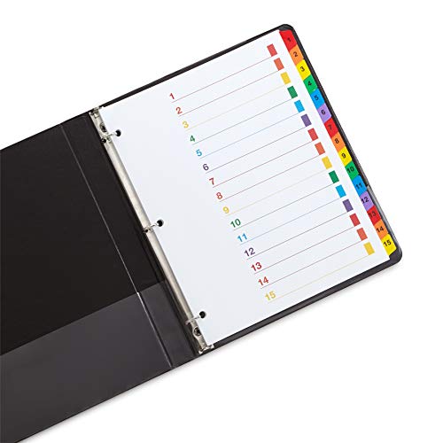Blue Summit Supplies 15 Tab Binder Dividers for 3 Ring Binder or Notebook, Subject Dividers with Multicolor Numbered Tabs, Includes Customizable Table of Contents Index, 3 Sets