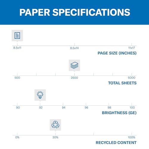 Hammermill Printer Paper, Great White 30% Recycled Paper, 8.5 x 11-10 Ream (5,000 Sheets) - 92 Bright, Made in the USA, 086700C - size: 10 Ream | 5000 Sheets, style: Letter (8.5x11)