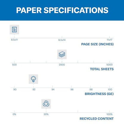 Hammermill Printer Paper, Great White 30% Recycled Paper, 8.5 x 11-10 Ream (5,000 Sheets) - 92 Bright, Made in the USA, 086700C - size: 10 Ream | 5000 Sheets, style: Letter (8.5x11)
