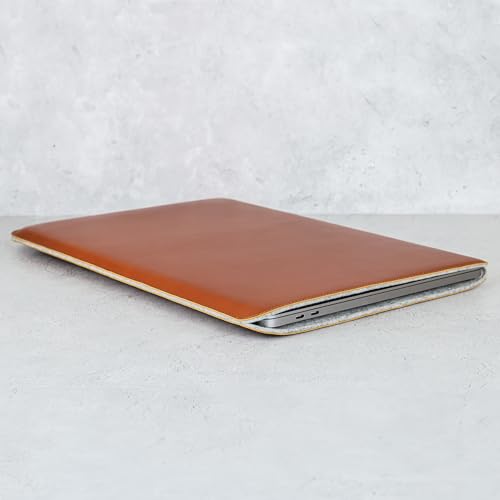 Casemade Real Leather Laptop Sleeve for MacBook Pro & Air Fits 13, 14, 15 & 16 Inch - Genuine Full Grain Leather with Soft Wool Lining (13 inch - MacBook Air M1/M2/M3/M4/M5, Pro 2016-2023, Neo 2026) - color: Tan, size: 13” Pro, Air (M1-M5), Neo