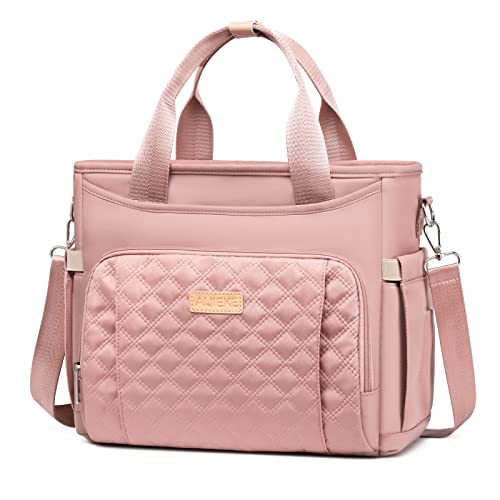 AIJIEKE Large Insulated Lunch Bag for Women, Work Lunch Box Tote, Pink | Leakproof, durable multi-compartment cooler. Reusable with shoulder strap. Perfect for travel meal prep, picnic, beach - color: Pink