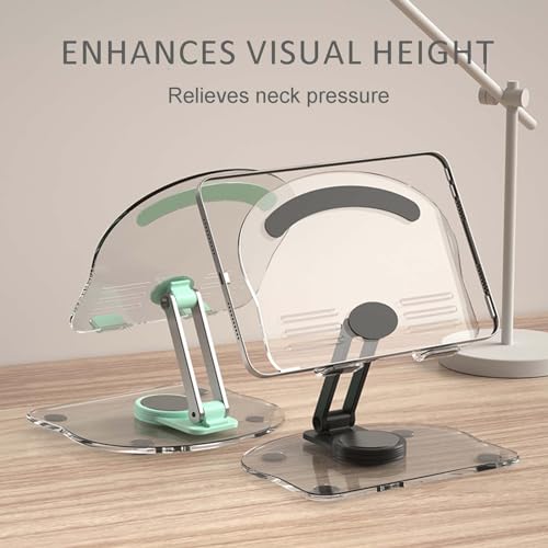 360 Degree Rotating Mobile Tablet Stand, Adjustable Tablet Holder-Adjustable Foldable Desktop Table Holder Base,Multi-Angle, Non-Slip Silicone Base,Portable iPad Stand for Desk - color: Black