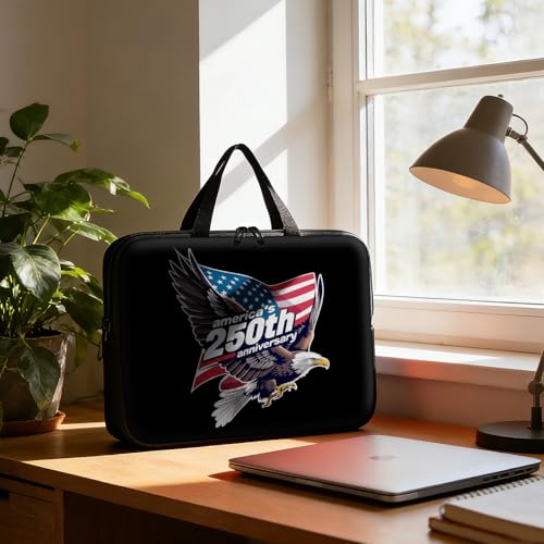 Laptop Bag 15.6 Inch,Resistant Shockproof Laptop Sleeve Case Protective Cover Carrying Case with Handle Compatible for HP Dell Lenovo Acer Asus Notebook Computer,America 250 Eagle Flag - color: America 250 Eagle Flag, size: 15-15.6 in