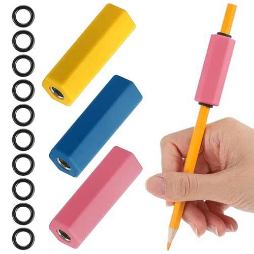 3 Pcs Weighted Pencil for Kids Handwriting 1.59oz, Pencil Weight for Handwriting Aid, Writing Support for Dysgraphia, Autism, Adhd, Autism, Tremors, Fine Motor Skills(Navy Blue, Yellow, Rose Pink) - color: Navy Blue, Yellow, Rose Pink