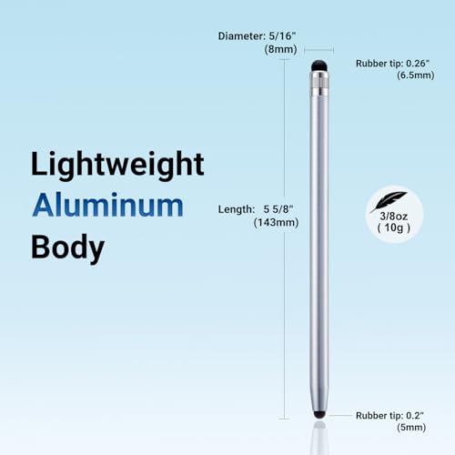 LINFANC 12Pcs Silver Stylus Pen for Touchscreen, 2-in-1 Stylus Pen for iPad | High Precision & Sensitivity, Aluminum Body, Suitable for iPad iPhone Android Smartphone Tablet Switch and All Touch Screens - color: 12 Silver