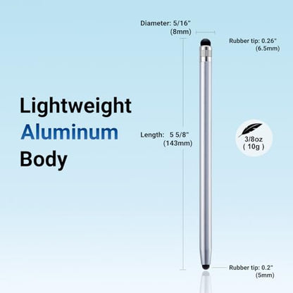 LINFANC 12Pcs Silver Stylus Pen for Touchscreen, 2-in-1 Stylus Pen for iPad | High Precision & Sensitivity, Aluminum Body, Suitable for iPad iPhone Android Smartphone Tablet Switch and All Touch Screens - color: 12 Silver