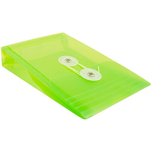JAM PAPER Plastic Envelopes with Button & String Tie Closure - 4 1/4 x 6 1/4 - Lime Green - 12/Pack - color: Lime Green, size: 4 x 6