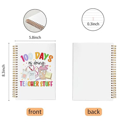 VNWEK Boho Trendy Teacher Spiral Notebook Journal 5.5 x 8.3 Inch, Teachers Appreciation Gifts for Women, 100 Days of Doing Teacher Stuff Colorful Lined Hardcover Spiral Notebook - color: jsj-notebook-8