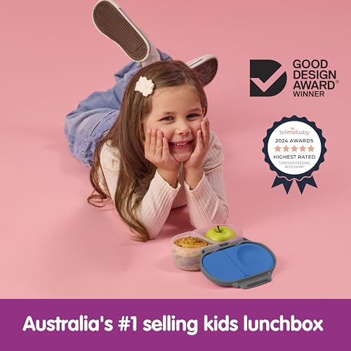 b.box Lunch Box Kids 2-pack, Mini Lunch Box + Snack Containers for Kids | 4.25 + 1.75 Cup Bento Box for Kids, Snack Box, Lunch Containers, Leak Proof, Dishwasher Safe, BPA Free, PFAS Free, Ages 4m+ - color: Blue Slate