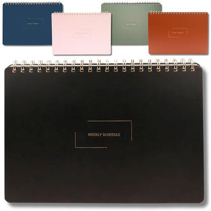 Undated Weekly Schedule | Business Planner | 8.25” x 11.75” ADHD Organizer | Premium Multi-Layout Schedule | Black | Landscape Layout - color: Black, size: Weekly Schedule - Landscape