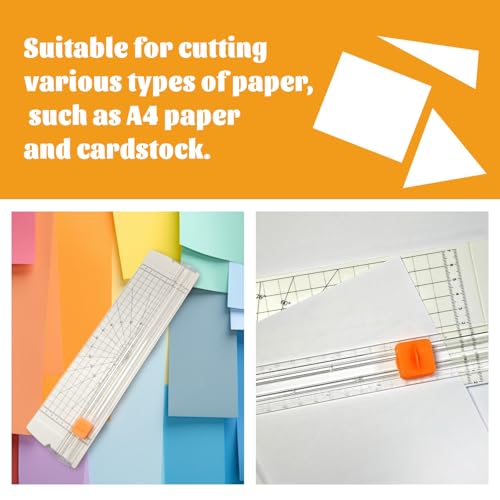 Paper Cutter Slider Small,14” Two-Way Paper Trimmer Built-in Measuring Tape