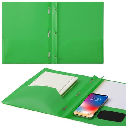 Mr. Pen- Plastic Folders with Pockets and Prongs, 5 Pack, Letter Size | Pocket Folders, Folders with Prongs, File Folders with Fasteners, 2 Pocket Folder - color: Green, size: 5 Pack