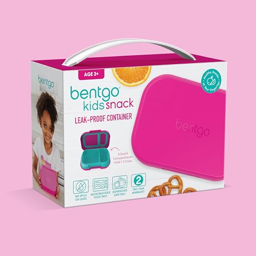 Bentgo Kids Snack Leak-Proof 2 Compartment Bento-Style Container | For Snacks & Small Meals, Easy-Open Latch, Dishwasher Safe, BPA-Free for School, Daycare, & Sports, Ages 3+ (Fuchsia/Teal) - color: Fuchsia/Teal