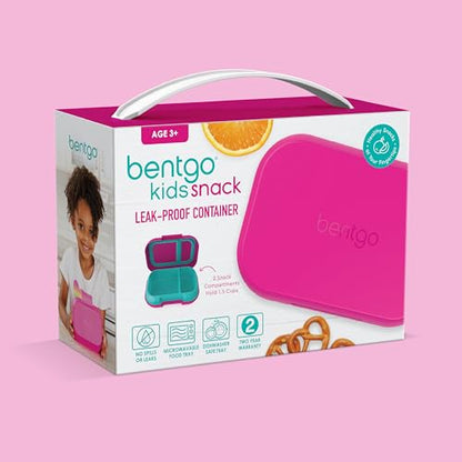 Bentgo Kids Snack Leak-Proof 2 Compartment Bento-Style Container | For Snacks & Small Meals, Easy-Open Latch, Dishwasher Safe, BPA-Free for School, Daycare, & Sports, Ages 3+ (Fuchsia/Teal) - color: Fuchsia/Teal