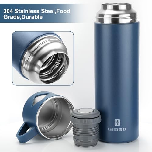 Stainless Steel Thermo 700ml/23.7oz Vacuum Insulated Bottle with Cup for Coffee Hot drink and Cold drink water flask.(Blue,Single) - color: Blue (Single), size: 23.7 Ounces