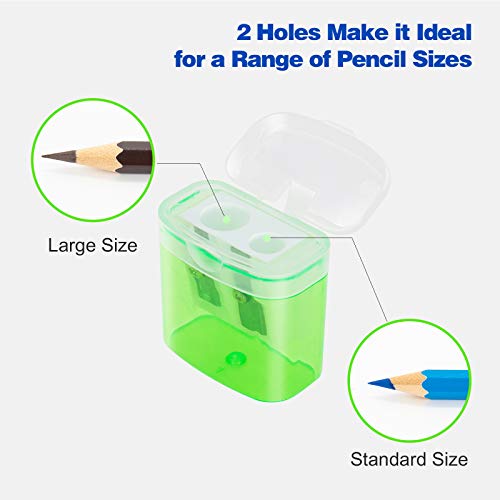 KIDMEN 12 PCS 2 Holes Small Manual Pencil Sharpener with Lid,for Kids,School - style: Small Pencil Sharpener
