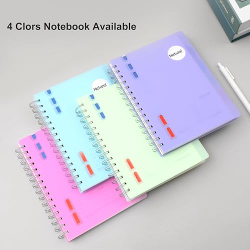 Yoment 5 Subject Notebook with Tabs Dividers B5 Spiral Notebook, 7" X 10" Lined Journal Notebooks for School Office Work, 206 Pages Notebooks for Women Men School Meeting, Pink