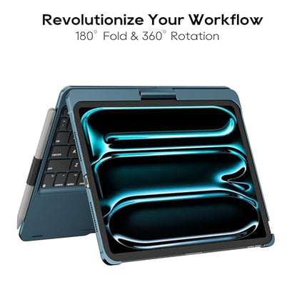 edaiser Swivel Keyboard Case for iPad Pro 11-inch M5 M4 (2025 2024) Blue | 360° Rotatable Protective Cover with Pencil Holder | Multi-Touch Trackpad | RGB Backlit | A3357 A3358 A3359 A2836 A2837 A3006 - color: Navy Blue, size: iPad Pro 11" (M4/M5)