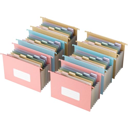 EcoStash Wheat Straw Expanding Hanging File Folders, 3 Color File Organizer, 1.2" Accordion Pockets, Large Capacity, Letter Size for Filing Cabinet, 100% BPA Free, Return to Nature, Healthy Living-6 - color: Yellow & Blue & Pink, style: 6 packs