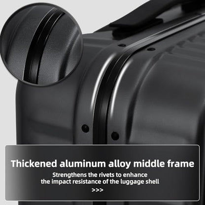 Kaleenie 29 Inch Aluminum Checked Luggage with Side Opening Zipper, Lightweight Hardshell ABS+PC Suitcase with TSA Lock, 360° Universal Wheels, Black - color: Black, size: 29 Inch