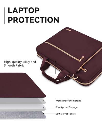 Laptop Case Bag Women Men Computer Sleeve Compatible with MacBook/Dell/HP/Acer/ASUS/LG, Waterproof Shoulder Carrying Briefcase, Red, 17-17.3 Inch - color: Wine Red, size: 17.3 inch