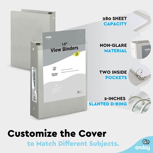 Enday 3 Ring Binder 1.5 Inch, Grey Heavy Duty Three Ring Binder, 325 Sheets Capacity - 1.5 Inch Binder for Home School and Office - color: Grey, size: 1.5-Inch