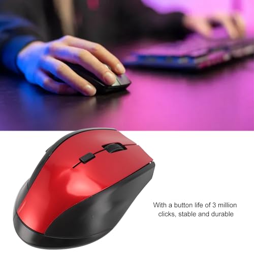 2.4G Mouse, Compact Laptop Mouse for Computer, Red, Modern - color: Red