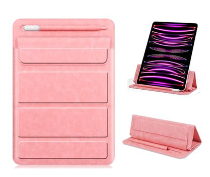 8-11 inch Tablet Sleeve Case with Pen Holder, Slim PU Lightweight Universal case with Foldable Stand for iPad 10th Generation 2022, iPad Pro 11, iPad mini6, Galaxy Tab S9/A9 Plus/A8 etc Pink - color: Pink