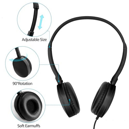 30 Pack Kids Headphones Bulk for School, Wired Kids Classroom Headphones Adjustable with 3.5 mm Jack for School Library Students Children Teens - size: 30 Pack (Black)