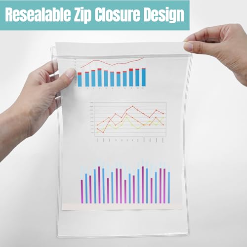 6 Pack 8.5" x 11" Resealable Zip Sheet Protectors, Waterproof Clear Rigid Plastic Sleeves for Documents, Photos, Certificates, and Wall Sign Displays, Heavy Duty Page Protectors