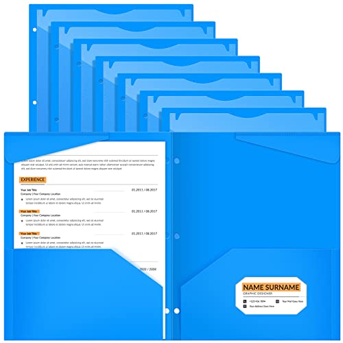 Henoyso 24 Pcs Blue Plastic Folders with 2 Pockets and Clear Front Pocket 3 Holes Bulk Heavy Duty Letter Size Folders for Back to School, Office & Home, Classroom Organization - color: Blue