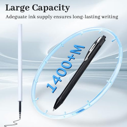 50 Pack Ballpoint Pens Bulk,1.0 mm Medium Point with Black Ink | Retractable, No Smear, No Bleed, Quick Dry Smooth Writing Click Pens for Studying, Journaling, Office and Everyday Use - color: Black-50pieces