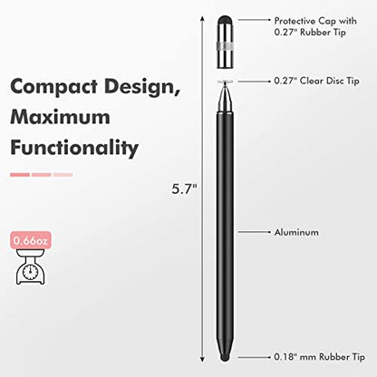 MEKO 3 in 1 Stylus Pens for Touch Screens, High Sensitivity & Precision Capacitive Stylus for Apple iPad iPhone Tablets Samsung Galaxy All Universal Touchscreen Devices (2 Pack-Black/Rose Gold) - color: Black/Rose Gold