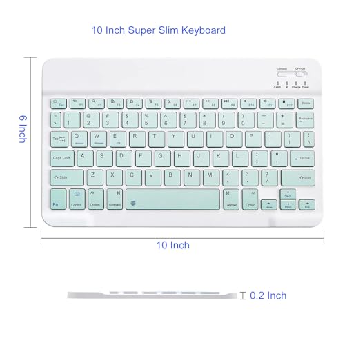 Portable Mini Wireless Bluetooth Keyboar for Apple iPad iPhone Samsung Tablet Kindle Fire HD 10/8/Fire Max 11 Keyboard 10-Inch Green - color: 10 inch Green