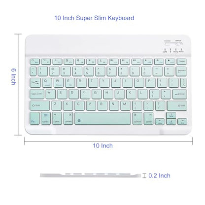 Portable Mini Wireless Bluetooth Keyboar for Apple iPad iPhone Samsung Tablet Kindle Fire HD 10/8/Fire Max 11 Keyboard 10-Inch Green - color: 10 inch Green