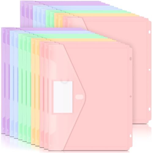 Forvencer Binder Pocket, 24 Pack Super Heavyweight Plastic Folders with Tight Closure, Binder Folders Side Loading, 3 Ring Binder Pocket, Binder Dividers with Pockets, Letter Size, Pastels Series - color: Fresh, size: 24 Pack