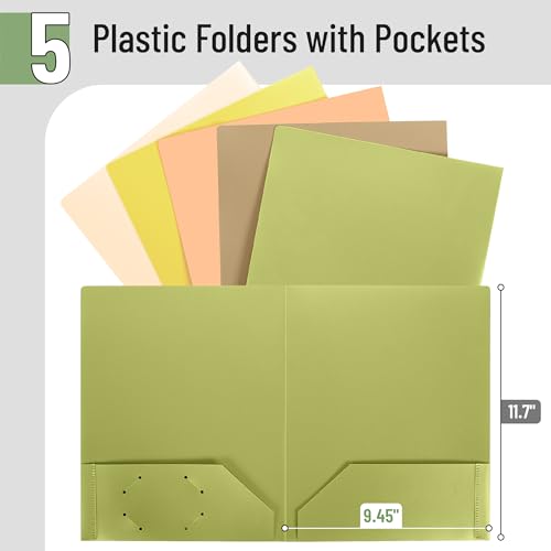 Mr. Pen- Plastic Folders with Pockets, 5 pcs | Aesthetic File Folder with Business Card Slot, 2-Pocket Folder, Back to School, Office, Filing Supplies - color: Honeycomb, size: 5 Pack