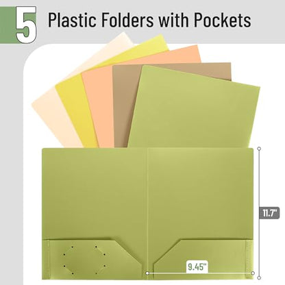 Mr. Pen- Plastic Folders with Pockets, 5 pcs | Aesthetic File Folder with Business Card Slot, 2-Pocket Folder, Back to School, Office, Filing Supplies - color: Honeycomb, size: 5 Pack