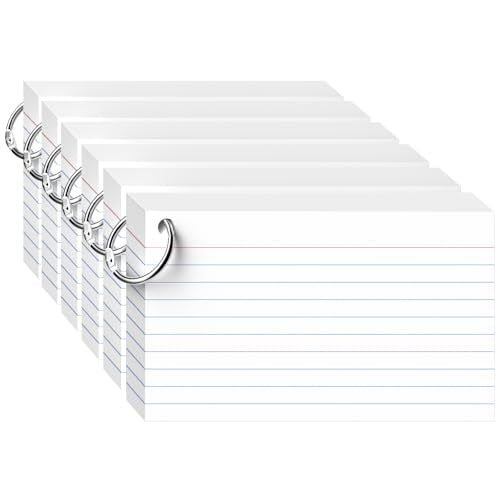 300 Count White Index Cards 3x5 Inch with Ring, Heavy Weight Flash Cards | Note Taking Supplies, Portable Note Cards, Study Flashcards for Students & Teachers, Office Home School Study Supplies - color: White