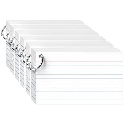 300 Count White Index Cards 3x5 Inch with Ring, Heavy Weight Flash Cards | Note Taking Supplies, Portable Note Cards, Study Flashcards for Students & Teachers, Office Home School Study Supplies - color: White