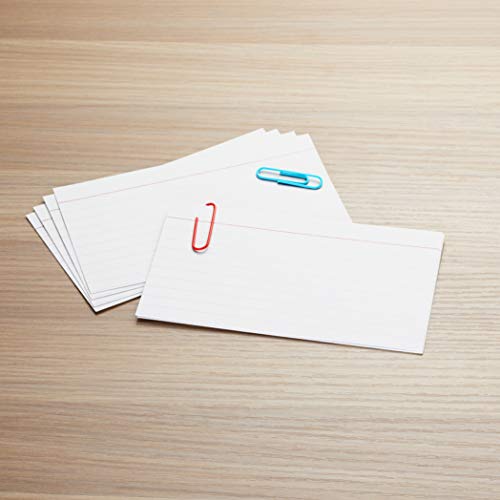 Amazon Basics Heavy Weight Ruled Index Cards for Studying and Note Taking, White, 3" x 5", 300 Count (Pack of 24) - size: 100 Count (Pack of 24), style: Ruled, 3x5, 300 Count